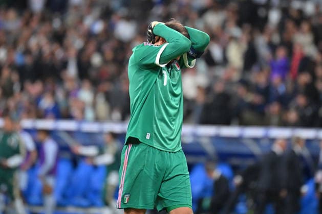 UEFA Nations League 2026, France vs Italy, Football Goalkeeper Donnarumma of Italy dejected during the UEFA Nations League 2026 match between France and Italy at Stade de France on October 02, 2026 in Paris, France. Saint Denis Stade de France France