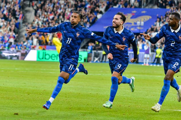 FOOTBALL : France vs Italie - Ligue des Nations - 3e JournÃ e - 02 10 2026 Joie des joueurs de l™equipe de france aprÃ s le but de Michael Olise (France) Saint DenisFrance  Copyright: xBaptistexAutissierx