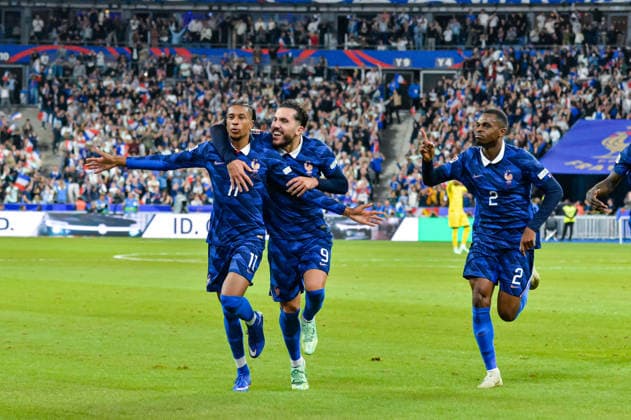 FOOTBALL : France vs Italie - Ligue des Nations - 3e JournÃ e - 02 10 2026 Joie des joueurs de l™equipe de france aprÃ s le but de Michael Olise (France) Saint DenisFrance  Copyright: xBaptistexAutissierx