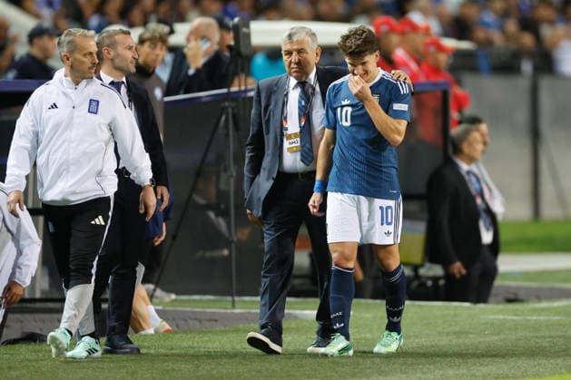THESSALONIKI, GREECE - OCTOBER 1: Christos Tzolis of Greece during the UEFA Nations League 2026 27 Group A2 MD3 match between Greece and Netherlands at Toumba Stadium on October 01, 2026 in Thessaloniki, Greece.  Copyright: xDijksxMedia MBxMediax