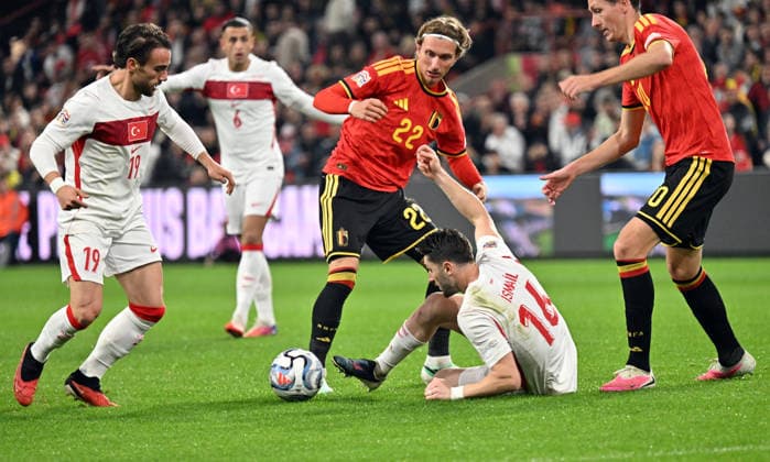 Belgium v Turkiye - UEFA Nations League LIEGE, BELGIUM - OCTOBER 02: Ismail Yuksek (16) of Turkiye in action during the UEFA Nations League A match between Belgium and Turkiye at Maurice Dufrasne Stadium in Liege, Belgium on October 02, 2026. Dursun Aydemir Anadolu Liege Belgium. Editorial use only. Please get in touch for any other usage.  Copyright: x2026xAnadoluxDursunxAydemirx