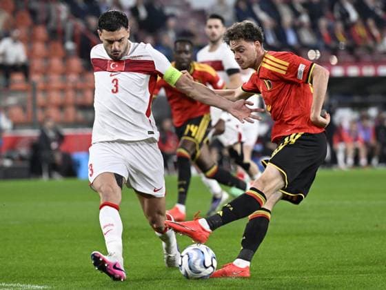 LIEGE - (lr) Merih Demiral of Turkiye, Maxim de Cuyper of Belgium during the UEFA Nations League match between Belgium and Turkey at Stade Maurice Dufrasne on 2 October 2026 in Liege, Belgium. ANP UEFA Nations League 2026 27 xVIxANPxSportx xGerritxvanxKeulenxIVx 571287202 originalFilename: 571287202.jpg