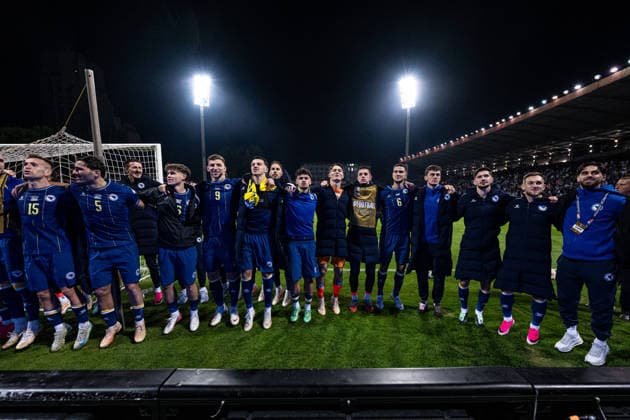 261002 Players of Bosnia and Herzegovina after the Nations League football match between Bosnia and Herzegovina and Sweden on October 2, 2026 in Zenica. Photo: Ludvig Thunman BILDBYRAN kod LT LT0823 fotboll football soccer fotball nations league uefa nations league bosnia and herzegovina sverige sweden sverige a bbeng Copyright: LUDVIGxTHUNMAN BB261002LT223