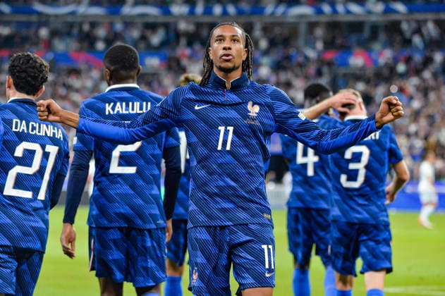 FOOTBALL : France vs Italie - Ligue des Nations - 3e JournÃ e - 02 10 2026 Joie des joueurs de l™equipe de france aprÃ s le but de Michael Olise (France) Saint DenisFrance  Copyright: xBaptistexAutissierx