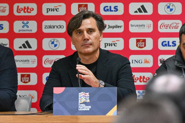 261002 Belgium vs Turkey Head Coach Vincenzo Montella of Turkey pictured during a soccer game between the national teams of Belgium and Turkey on matchday 3 in group A1 in the Nations League , league phase , on Friday 2 October 2026 in Liege , Belgium .(Photo by David Catry Isosport) Liege Belgium  Copyright: xDavidxCatryx 20261002DC2_9834