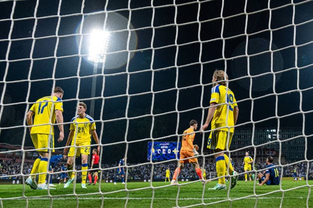 261002 Viktor Gyökeres of Sweden celebrate after 0-1 during the Nations League football match between Bosnia and Herzegovina and Sweden on October 2, 2026 in Zenica. Photo: Ludvig Thunman BILDBYRAN kod LT LT0823 fotboll football soccer fotball nations league uefa nations league bosnia and herzegovina sverige sweden sverige a bbeng jubel Copyright: LUDVIGxTHUNMAN BB261002LT228