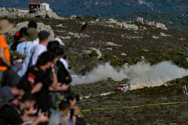 IPA89234644 - Driver Oliver Solber and co-driver Elliott Edmondson of Team Toyota Gazoo Racing WRT are driving the Toyota GR Yaris Rally1. They are in second place on the second day of the race during the 2026 FIA World Rally Championship WRC, Motorsport Rallye, WM Rally Italia Sardegna on October 2 in Alghero, Sardinia, Italy.  Copyright: xLucaxBarsali IPAxSportx xx IPA89234644