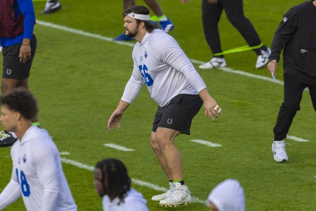 WARE, ENGLAND - October 02: Quenton Nelson of the Indianapolis Colts during the Indianapolis Colts training session and practise at the Hanbury Manor Marriott Hotel, Ware, on October 02, 2026 in Hertfordshire, England Copyright: xJodyxDemay-Daviesx xSPPx Sportspressphoto_SPR244140