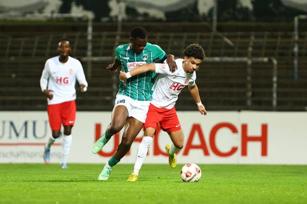 37 Joel Amadi (VfB Lübeck), 17 David Bilal Achamou Damala (Eimsbütteler TV) Fußball I Herren I Regionalliga Nord I Saison 2026-2027 I 12. Spieltag I VfB Lübeck - Eimsbütteler TV I 02.10.2026 I Stadion an der Lohmühle