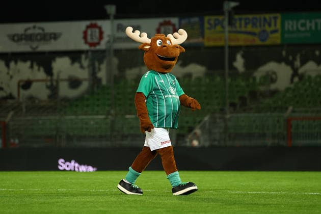 Das Maskottchen Thore des VfB Lübeck vor dem Anpfiff auf dem Platz. Fußball I Herren I Regionalliga Nord I Saison 2026-2027 I 12. Spieltag I VfB Lübeck - Eimsbütteler TV I 02.10.2026 I Stadion an der Lohmühle