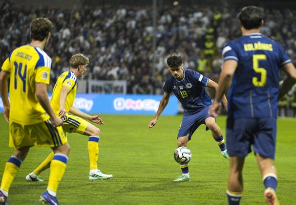 Bosnia and Herzegovina v Sweden - UEFA Nations League ZENICA, BOSNIA AND HERZEGOVINA - OCTOBER 02: Players of Bosnia and Herzegovina and Sweden in action during the UEFA Nations League Group B4 soccer match between Bosnia and Herzegovina and Sweden at the Kamberovica polje Stadium (Bilino Polje Stadium) in Zenica, Bosnia and Herzegovina on October 02, 2026. Samir Jordamovic Anadolu Sarajevo Bosnia and Herzegovina. Editorial use only. Please get in touch for any other usage.  Copyright: x2026xAnadoluxSamirxJordamovicx