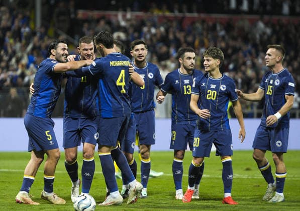 Bosnia and Herzegovina v Sweden - UEFA Nations League ZENICA, BOSNIA AND HERZEGOVINA - OCTOBER 02: Players of Bosnia and Herzegovina celebrate after scoring a goal during the UEFA Nations League Group B4 soccer match between Bosnia and Herzegovina and Sweden at the Kamberovica polje Stadium (Bilino Polje Stadium) in Zenica, Bosnia and Herzegovina on October 02, 2026. Samir Jordamovic Anadolu Sarajevo Bosnia and Herzegovina. Editorial use only. Please get in touch for any other usage.  Copyright: x2026xAnadoluxSamirxJordamovicx