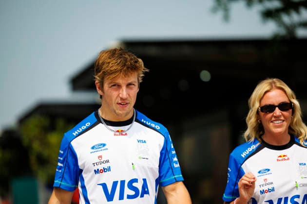 3rd October 2026; Sepang IC, Kuala Lumpur, Malaysia; Formula 1, Bahrain Grand Prix, Qualifying Day; Liam Lawson (30) of New Zealand and Visa Cash App Racing Bulls Formula One Team arriving StephenxBlackberry