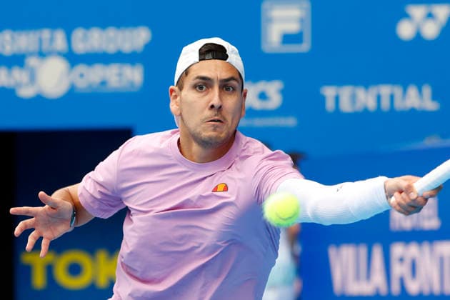 October 3, 2026, Tokyo, Japan: Alejandro Tabilo (Chile) returns a shot against Denis Shapovalov (Canada) during their Round of 16 match at the Kinoshita Group Japan Open Tennis Championships at Ariake Colosseum in Tokyo. The tournament runs from September 29 to October 6. Shapovalov won 7-5, 3-6, 6-4. Tokyo Japan - ZUMAm191 20261003_aap_m191_004 Copyright: xRodrigoxReyesxMarinx
