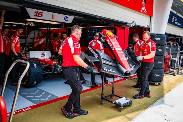 Scuderia Ferrari HP during Practice sessions of Saturday of Formula 1 Gulf Air Bahrain Grand Prix in Malaysia 2026 at Sepang International Circuit in Sepang, Malaysia. Round 16 of 23 of the 2026 FIA Formula One World Championship, WM, Weltmeisterschaft held October 2-4, 2026. The race was relocated from Bahrain to Malaysia and held at Sepang International Circuit. Formula 1 Gulf Air Bahrain Grand Prix in Malaysia 2026 - Round 16 of 23 - Sepang International Circuit, Sepang, Malaysia F1-2026-R04-BHR