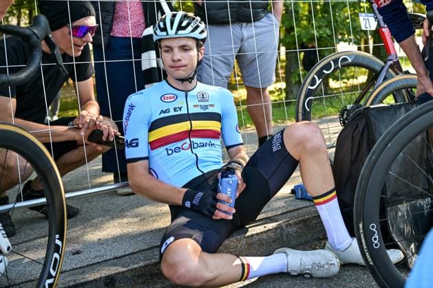 Belgium s Emil Siegers looks dejected after the Men juniors Road Race race (110,5 km) at the cycling UEC Road European Championships, in Ljubljana, Slovenia Saturday 3 October 2026. The UEC Road European Championships are taking place from 02 to 07 October in Ljubljana, Slovenia. DAVIDxPINTENS  x188602959x