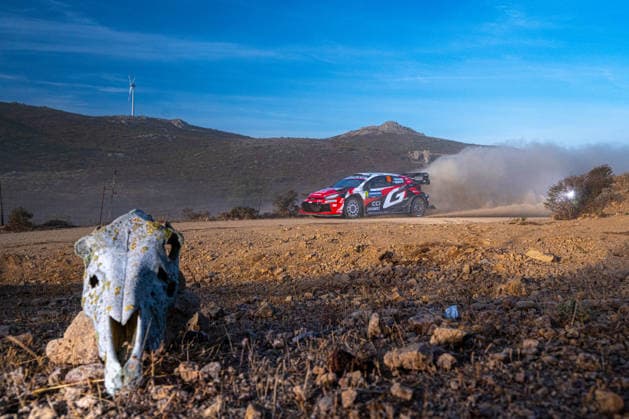 FIA WRC, Motorsport Rallye, WM 2026: Rally Italia Sardegna - Day 3 Takamoto Katsuta (JPN) and Aaron Johnston (IRL) on a Toyota GR Yaris Rally1 in action during the FIA WRC RALLY ITALIA SARDEGNA in Alghero, Italy on 1-4 October, 2026. Alghero Sardinia Italy  Copyright: xFedericoxManonix originalFilename:manoni-rallyita261003_np71v.jpg