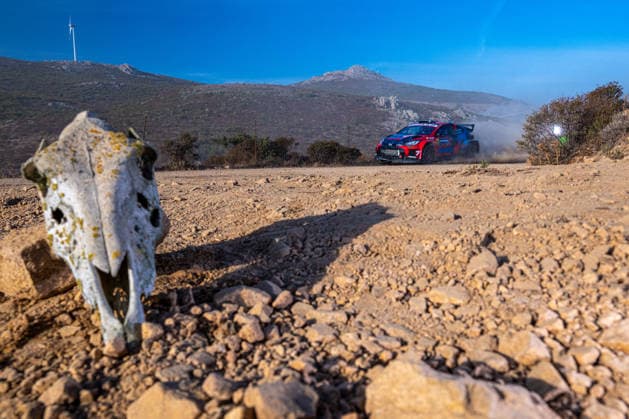 FIA WRC, Motorsport Rallye, WM 2026: Rally Italia Sardegna - Day 3 Gus Greensmith (GBR) and Jonas Andersson (SWE) on a Toyota GR Yaris Rally2 in action during the FIA WRC RALLY ITALIA SARDEGNA in Alghero, Italy on 1-4 October, 2026. Alghero Sardinia Italy  Copyright: xFedericoxManonix originalFilename:manoni-rallyita261003_npqaD.jpg