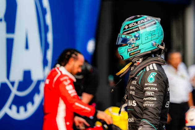 2026 Malaysian GP - Sepang Circuit - Pilots GEORGE RUSSELL 63 (GBR) of Mercedes-AMG PETRONAS Formula One Team (Mercedes-AMG F1 W17) and LEWIS HAMILTON 44 (GBR) of Scuderia Ferrari HP (Ferrari SF-26) on Saturday during the 2026 Formula 1 Gulf Air Bahrain Grand Prix in Malaysia at Sepang International Circuit in Kuala Lumpur, Malaysia, on October 3, 2026. Photo by Antoine Lapeyre Reveries Agency ABACAPRESS.COM Kuala Lumpur Malaysia  Copyright: xAntoinexLapeyre ReveriesxAgency ABACAx