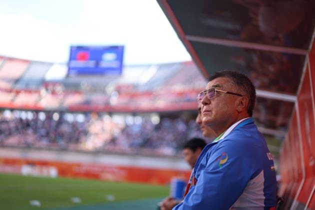 (261003) -- TOYOTA, Oct. 3, 2026 -- Ravshan Khaydarov, head coach of Uzbekistan, looks on before the men s 3rd place match of football between China and Uzbekistan at 20th Asian Games Aichi-Nagoya 2026 in Toyota of Aichi Prefecture, Japan, Oct. 3, 2026. ) (SP)JAPAN-TOYOTA-ASIAN GAMES-FOOTBALL-MEN S 3RD PLACE MATCH-CHN VS UZB JiaxHaocheng 