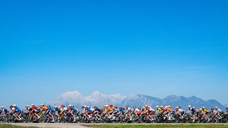 The pack of riders pictured during the elite women Road Race race (130 km) at the cycling UEC Road European Championships, in Ljubljana, Slovenia Saturday 3 October 2026. The UEC Road European Championships are taking place from 02 to 07 October in Ljubljana, Slovenia. DAVIDxPINTENS  x188610142x