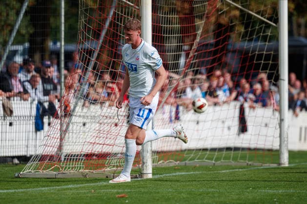 Torjubel 0:1 Torschpütze Emil Frost Holten (Rostock) ; GER, SV Gützkow vs. FC Hansa Rostock, Fußball, Männer, 3.Runde, Lübzer Pils Landespokal,, Spielzeit 2026 2027, 03.10.2026 Gützkow Stadion Gützkow Mecklenburg - Vorpommern Deutschland