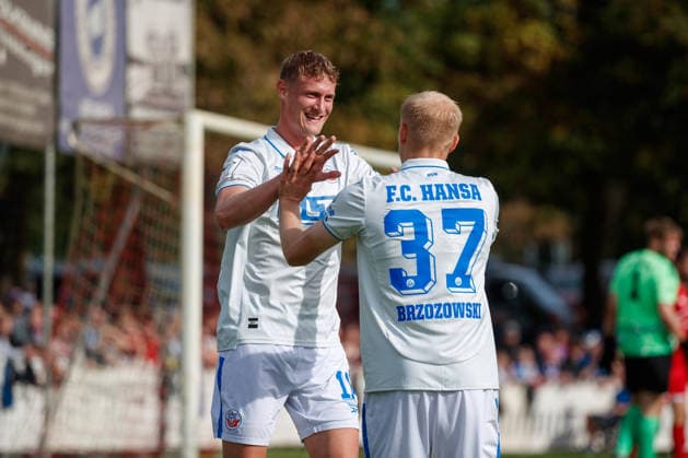 Torjubel 0:1 Torschpütze Emil Frost Holten (Rostock) ; GER, SV Gützkow vs. FC Hansa Rostock, Fußball, Männer, 3.Runde, Lübzer Pils Landespokal,, Spielzeit 2026 2027, 03.10.2026 Gützkow Stadion Gützkow Mecklenburg - Vorpommern Deutschland