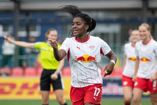 Google Pixel Frauen-Bundesliga, RB Leipzig - FSV Mainz 05; 03.10.2026 Tor-Jubel bei Delice Boboy (17, RB Leipzig) nach ihrem Führungstreffer zum 1:0. Fußball, Google Pixel Frauen-Bundesliga, Saison 2026 2027, 6. Spieltag: RB Leipzig vs. FSV Mainz 05 am 03.10.2026, Trainingszentrum Cottaweg, Leipzig. DFB REGULATIONS PROHIBIT ANY USE OF PHOTOGRAPHS AS IMAGE SEQUENCES AND OR QUASI-VIDEO. Copyright: xBEAUTIFULxSPORTS JanxKaeferx
