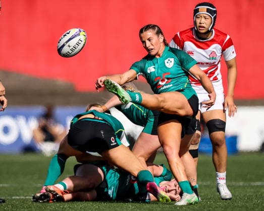 Women s International Test Match, Virgin Media Park, Cork 3 10 2026 Ireland vs Japan Ireland s Emily Lane kicks Emily Lane kicks 3 10 2026  Copyright: xDanxClohessyx DC91085 copy
