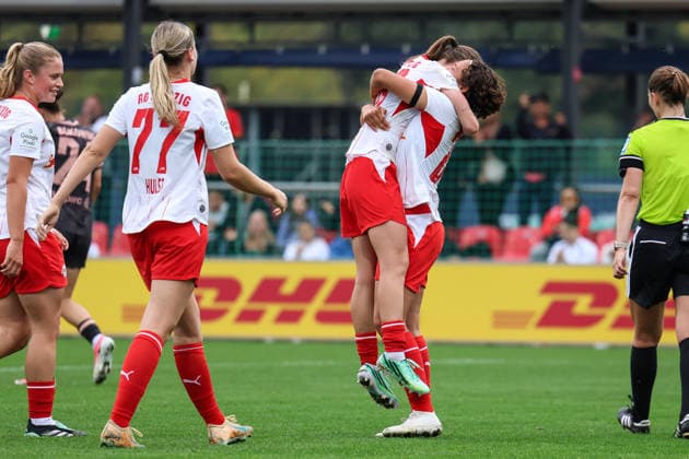 Deutschland: Fußball Google Pixel Frauen-Bundesliga 2026 - 2027, 6. Spieltag - RB Leipzig gegen FSV Mainz 05, Trainingszentrum von RB Leipzig (Leipzig): 5:0 durch Sara Pusztai (RB Leipzig Frauen, 18) Copyright: xLucasxWalterx