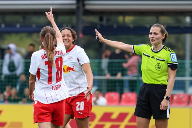 Deutschland: Fußball Google Pixel Frauen-Bundesliga 2026 - 2027, 6. Spieltag - RB Leipzig gegen FSV Mainz 05, Trainingszentrum von RB Leipzig (Leipzig): 5:0 durch Sara Pusztai (RB Leipzig Frauen, 18) Copyright: xLucasxWalterx