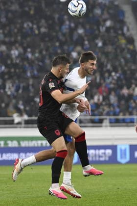 LKS 20261003 11 Adam Markhiyev of Finland and 20 Ylber Ramadani of Albania during the UEFA Nations League Group C1 football match between Finland and Albania in Helsinki, Finland, on October 3, 2026. - EMMI KORHONEN Helsinki Finland 0zxxGMXFsOI  Copyright: xEmmixKorhonenx 0zxxGMXFsOI