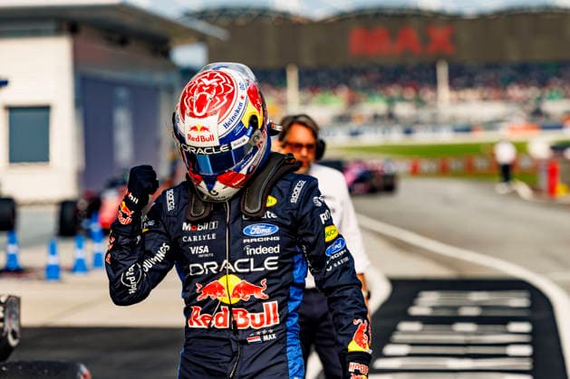 RECORD DATE NOT STATED 3rd October 2026; Sepang IC, Kuala Lumpur, Malaysia; Formula 1, Bahrain Grand Prix, Qualifying Day; Oracle Red Bull Racing driver Max Verstappen of Netherlands celebrates getting pole position at the Bahrain Grand Prix StephenxBlackberry