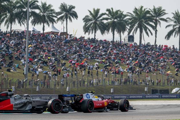 SEPANG, MALAYSIA: Lewis Hamilton, racing for the Ferrari team during the 2026 Formula 1 Bahrain Grand Prix at the Sepang International Circuit in Sepang, Malaysia