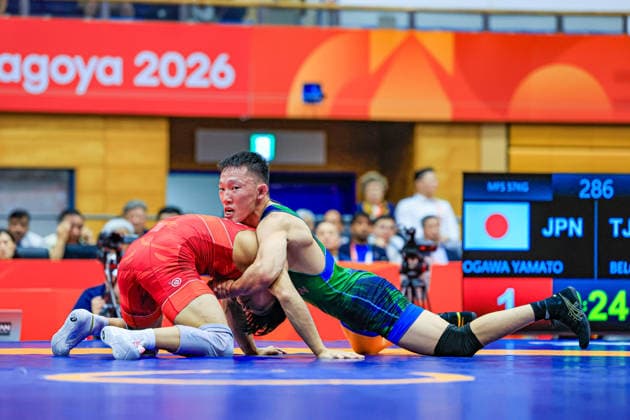 Asian Games 57kg FS - Aiaal Belolyubskii (TJK) df. Yamato Ogawa (JPN) Copyright: xAmirrezaxAliasgarix