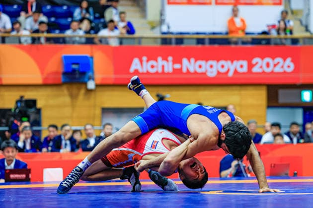 Asian Games 57kg FS - Aman Aman (IND) df. Chongsong Han (PRK) Copyright: xAmirrezaxAliasgarix