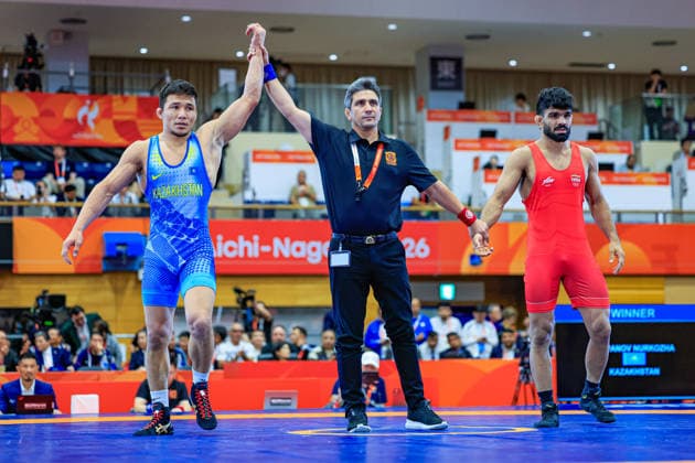 Asian Games 74kg FS - Nurkozha Kaipanov (KAZ) df. Sagar Jaglan (IND) Copyright: xAmirrezaxAliasgarix