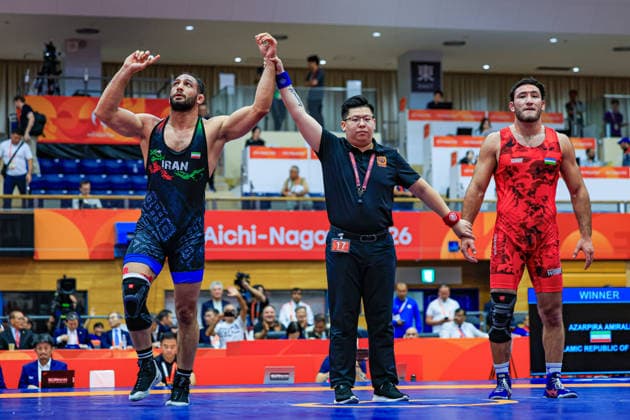 Asian Games 97kg FS - Amirali Hamid Azarpira (IRI) df. Sherzod Poyonov (UZB) Copyright: xAmirrezaxAliasgarix