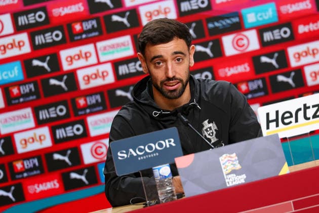Porto, Portugal - October 03: Bruno Fernandes (Portugal) during the press conference, PK, Pressekonferenz before the UEFA Nations League 2026 27 League Phase Matchday 4 match between Portugal and Norway at Estadio do Dragao in Porto, Portugal Copyright: HMBxMedia JoaquimxFerreira