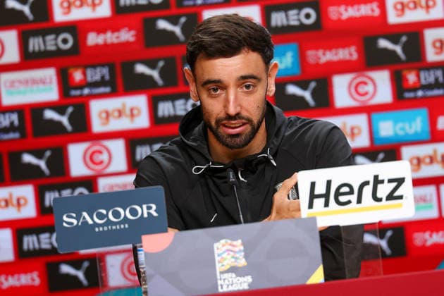 Porto, Portugal - October 03: Bruno Fernandes (Portugal) during the press conference, PK, Pressekonferenz before the UEFA Nations League 2026 27 League Phase Matchday 4 match between Portugal and Norway at Estadio do Dragao in Porto, Portugal Copyright: HMBxMedia JoaquimxFerreira