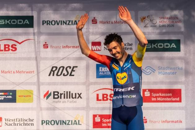 Radsport UCI ProSeries Men Elite 20. Sparkassen Münsterland Giro am 03.10.2026 Maximilian Richard Walscheid (Lidl-Trek) wird verabschiedet