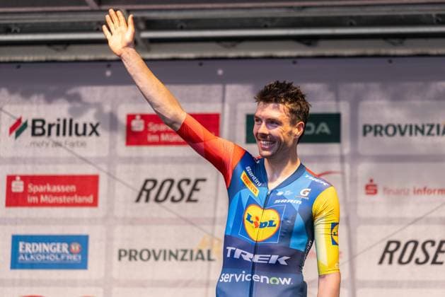 Radsport UCI ProSeries Men Elite 20. Sparkassen Münsterland Giro am 03.10.2026 Maximilian Richard Walscheid (Lidl-Trek) wird verabschiedet