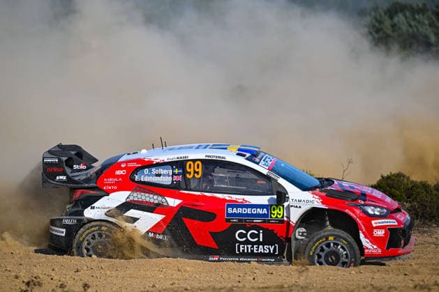 IPA89264628 - Oliver Solberg (SWE) and Elliott Edmondson (GBR) in a Toyota GR Yaris Rally1 in action during the FIA WRC, Motorsport Rallye, WM RALLY ITALIA SARDEGNA in Alghero, Italy, October 1–4, 2026.  Copyright: xFedericoxManoni IPAxSportx xx IPA89264628