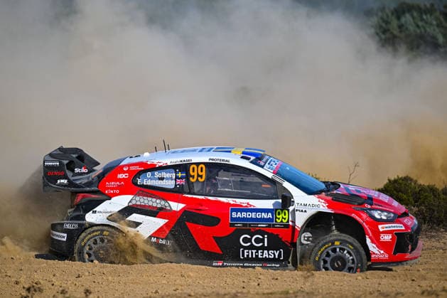 MOTORSPORTS - Rally - WRC, Motorsport Rallye, WM Rally Italia Sardegna Photo by IPA ABACAPRESS.COM89264628 - Oliver Solberg (SWE) and Elliott Edmondson (GBR) in a Toyota GR Yaris Rally1 in action during the FIA WRC RALLY ITALIA SARDEGNA in Alghero, Italy, October 1–4, 2026. Italia Italy  Copyright: xIPAxSport ABACAx