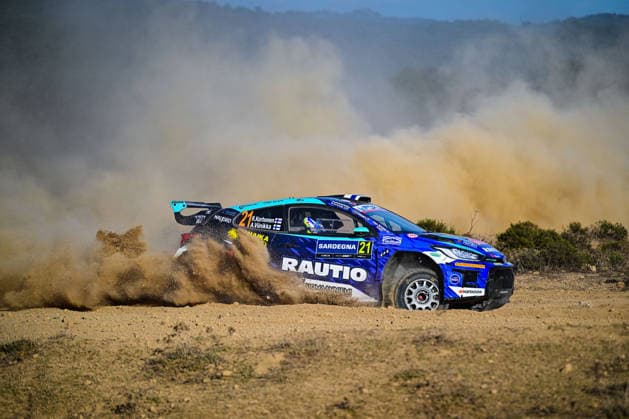MOTORSPORTS - Rally - WRC, Motorsport Rallye, WM Rally Italia Sardegna Photo by IPA ABACAPRESS.COM89264640 - Roope Korhonen (FIN) and Anssi Viinikka (FIN) in a Toyota GR Yaris Rally2 in action during the FIA WRC Rally Italia Sardegna in Alghero, Italy, on October 1–4, 2026. Italia Italy  Copyright: xIPAxSport ABACAx