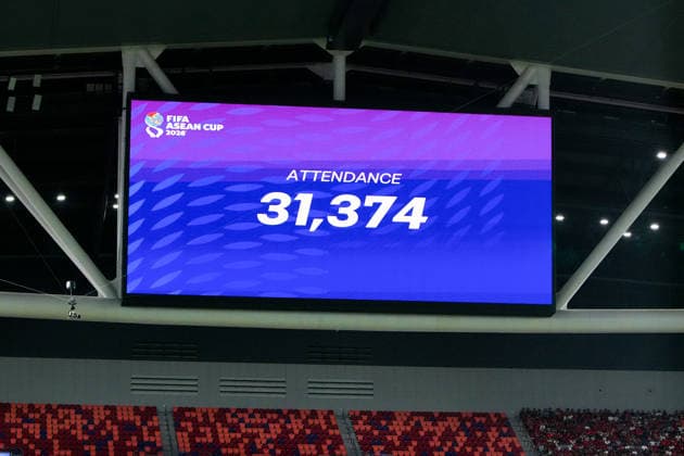 HONG KONG-SPORTS ASEAN-CUP The stadium LED screen shows an attendance of 31,374 during the FIFA ASEAN Challenge Cup final between Hong Kong, China and Cambodia at Kai Tak Stadium in Hong Kong on October 3, 2026. (Photo by Zulu Lo TMHK via Nexpher Images) Hong Kong