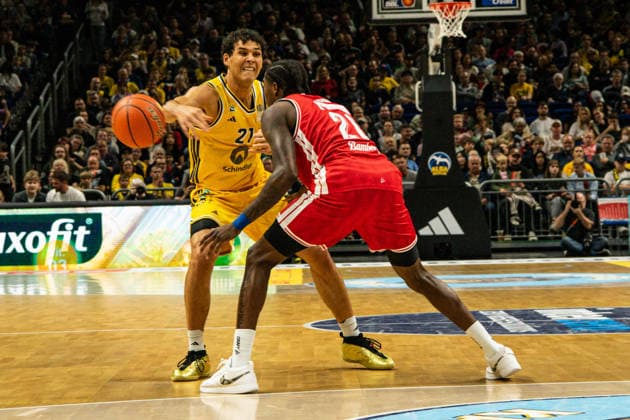 Brandon Angel 03.10.2026, Alba Berlin vs Bamberg Baskets, Basketball, BBL, Uber Arena, Berlin DFL regulations prohibit any use of photographs as image sequences and or quasi-video. Copyright: HMBxMedia xFinnxWeidmann