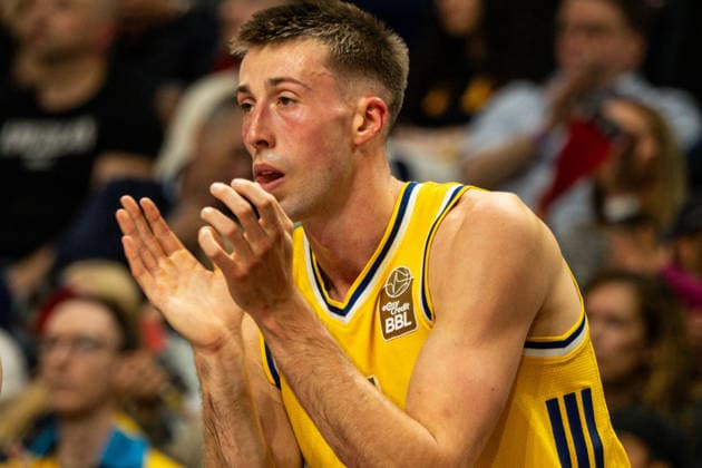 Joe Wieskamp 03.10.2026, Alba Berlin vs Bamberg Baskets, Basketball, BBL, Uber Arena, Berlin DFL regulations prohibit any use of photographs as image sequences and or quasi-video. Copyright: HMBxMedia xFinnxWeidmann