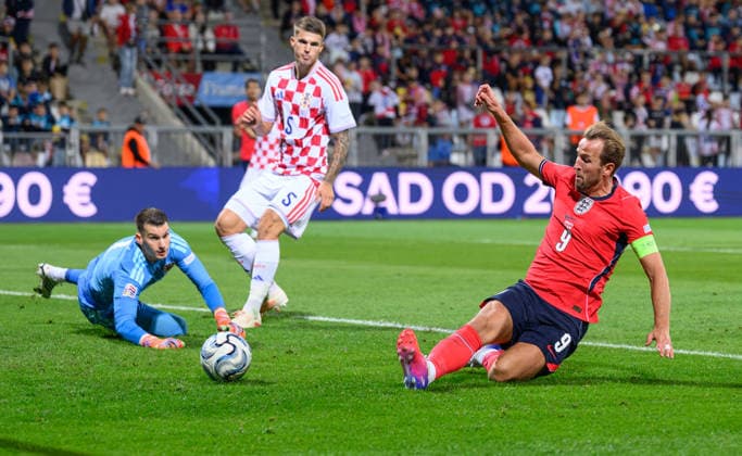 03 October 2026 - Croatia v England - UEFA Nations League - Stadion HNK - Rijeka - Croatia. Croatia v England - UEFA Nations League - Stadion HNK - Rijeka - Croatia. Harry Kane scores his second goal. Picture : Mark Pain RIJEKA CROATIA  Copyright: xMarkxPainx