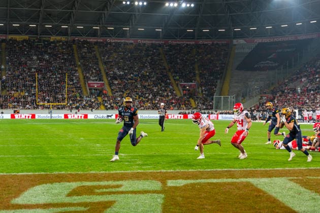 touchdown Tofunmi Lala (Dresden Monarchs, 08 Running Back) Dresden Monarchs vs Potsdam Royals, American Football, German Football League, Week 22, Championship Game, 2026, 03.10.2026, Dresden Rudolf Harbig Stadion Saxony Germany Copyright: xPFA SebastianxJustx